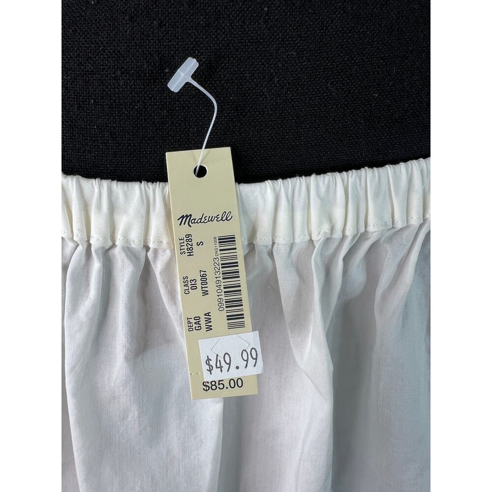 Madewell Embroidered Blouse Women SM White Off Shoulder Boho Top Balloon Sleeve - Picture 5 of 11
